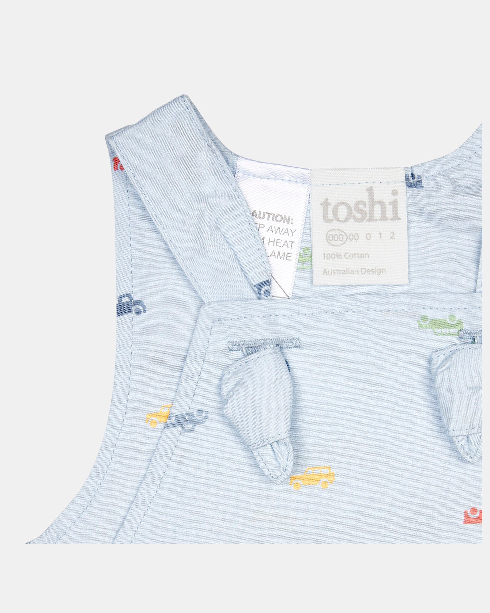 Soft Australian romper with unique vehicle print