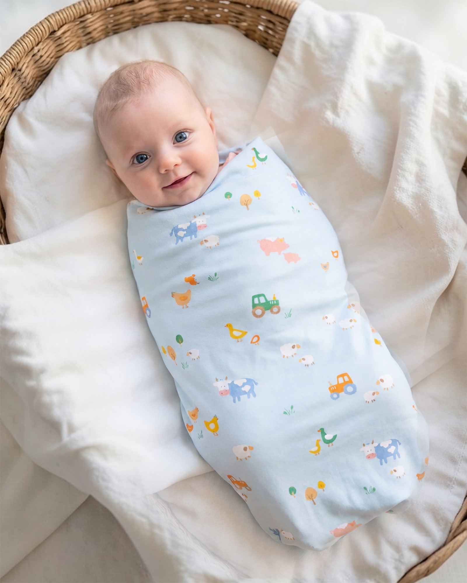 Soft Cotton Wrap with Charming Farm Print