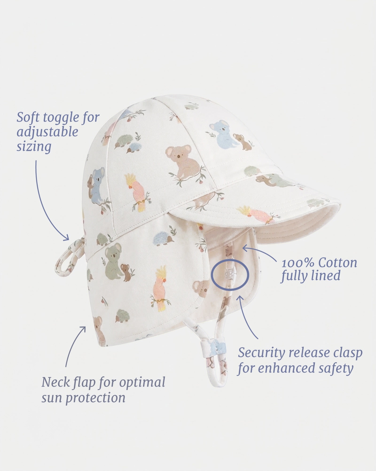 Protective Aussie Style Cap with Playful Print