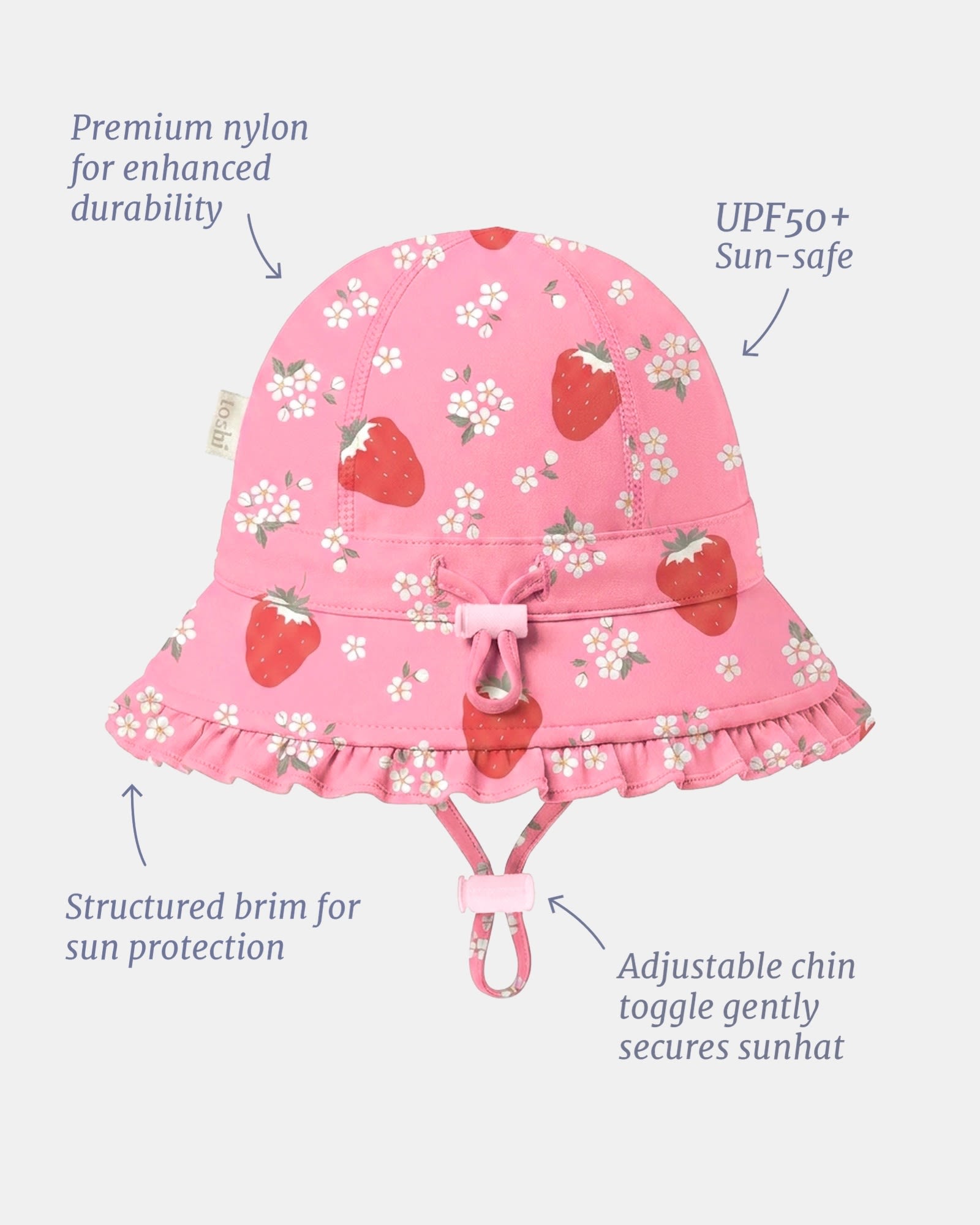 Protective Sun Hat with Playful Strawberry Style