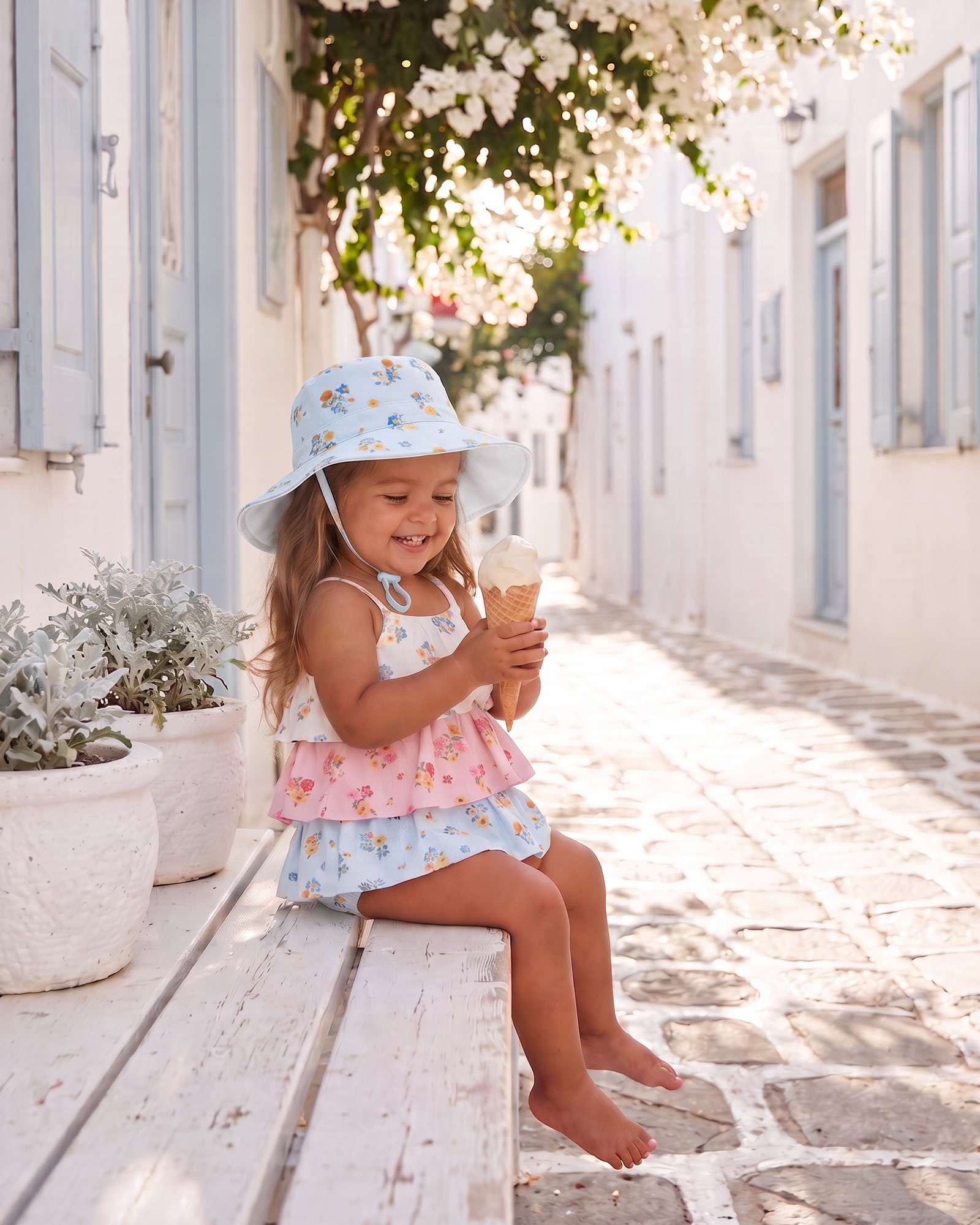Soft breathable cotton sun hat for babies