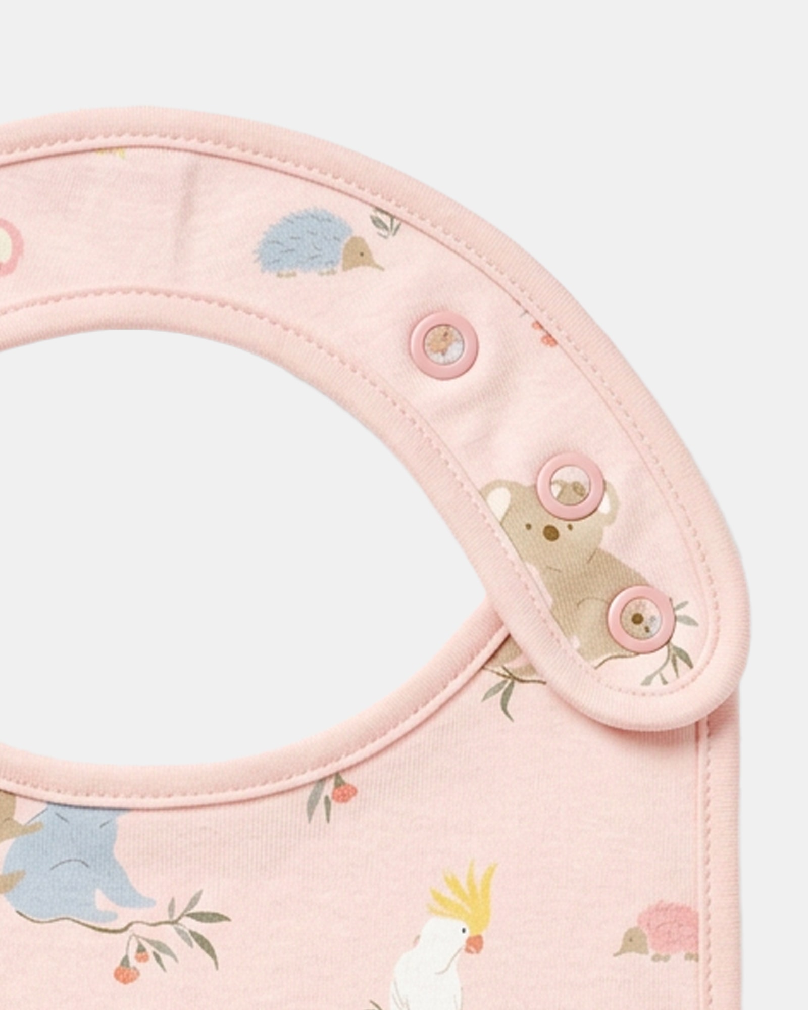 Soft Pink Bib with Charming Australian Design