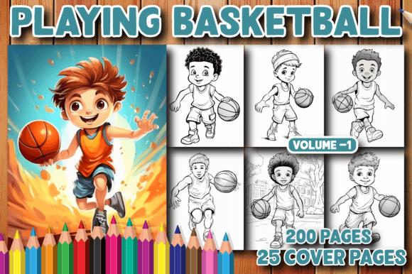 Playing Basketball Coloring Book Cover