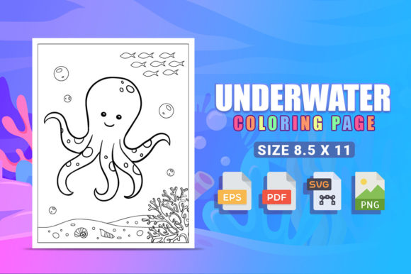 Underwater Coloring Page with Octopus and Sea Creatures