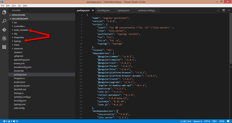angular installed in aspnet core