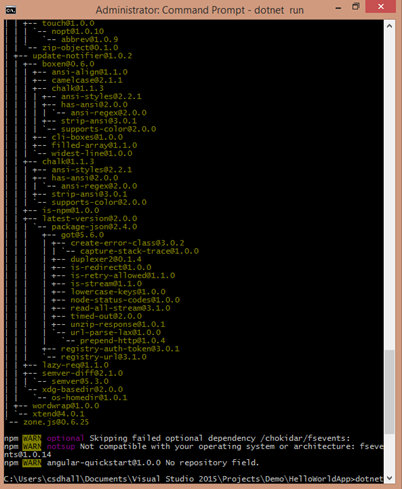 npm install command fired