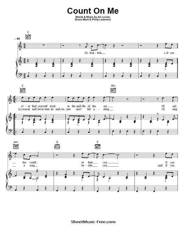 Count On Me Sheet Music PDF Bruno Mars Free Download