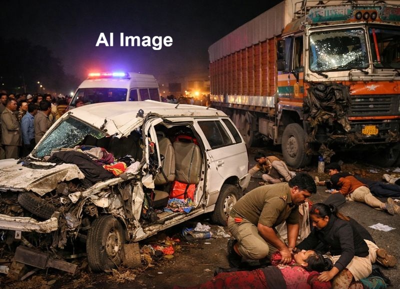 झाँसी में सगाई से लौट रहे परिवार का दर्दनाक हादसा: 3 की मौत, 13 घायल