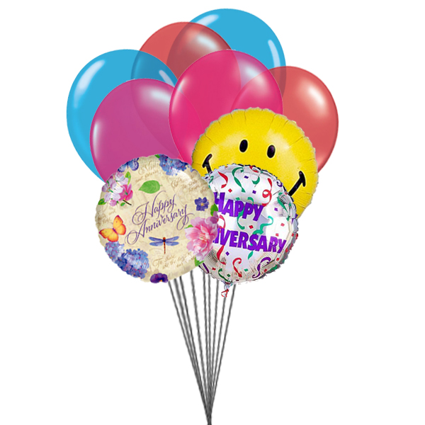 Happy anniversary balloons (6 Latex & 3-Mylar Balloons)