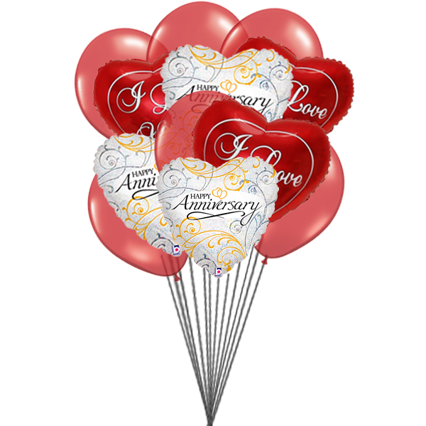 Balloons bouquet of love (6 Latex & 6 Mylar Balloons)