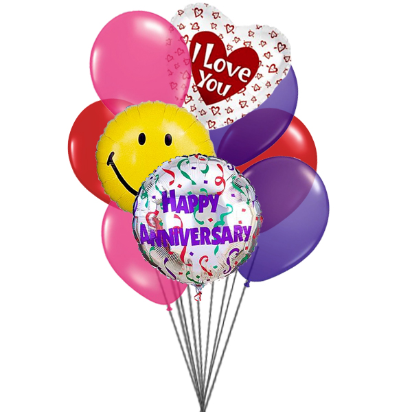 I love you anniversary balloons (3 Latex & 3 Mylar Balloons)