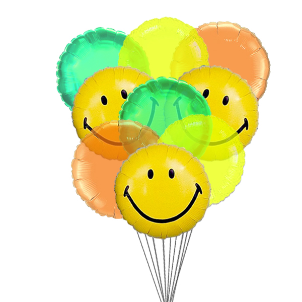 Wide smile balloons (6 Latex & 3-Mylar Balloons)