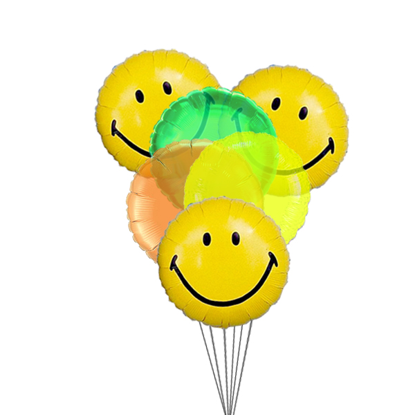 Smiley Balloon Bouquet (3 Latex & 3 Mylar Balloons)