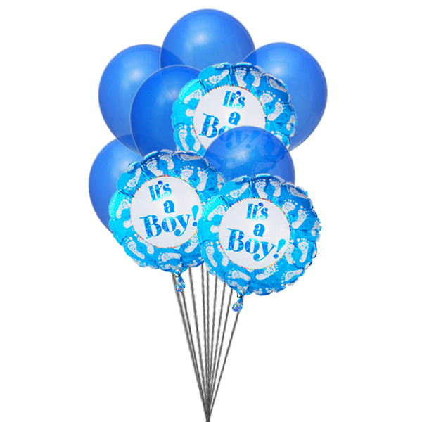 Blue for boys (3 Latex & 3 Mylar Balloons)