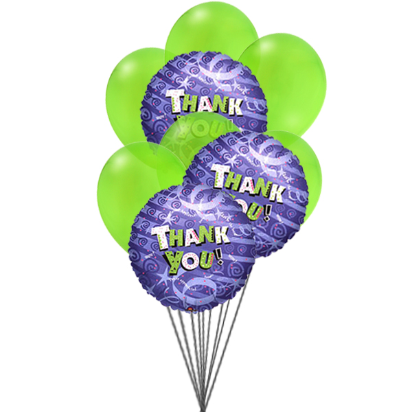 Bunch of Thanks (6 Latex & 3-Mylar Balloons)