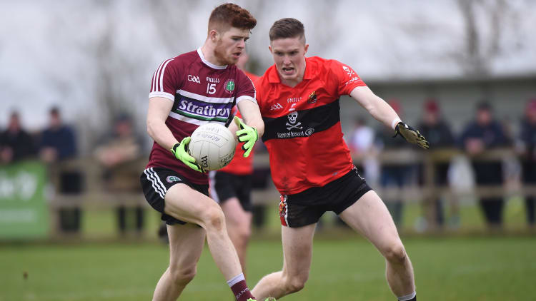 Cathal McShane on the attack for St Marys, Belfast.
