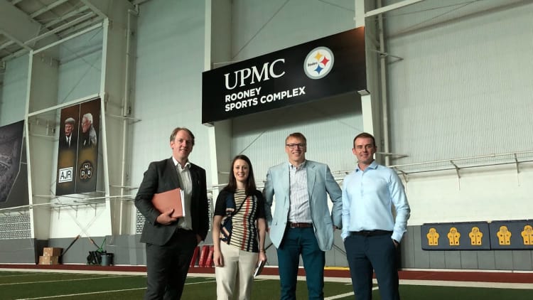 UPMC Concussion Network Clinical Leads, Dr Enda Devitt (Galway GAA) & Dr Tadhg Crowley (Kilkenny GAA) along with UPMC Concussion Network Lead Physiotherapists, Una Ni Mhainin (Bon Secours Galway) & Derek O’Neill (UPMC Whitfield) recently completed a 3-day clinical training at the UPMC Sports Medicine Concussion Programme, Pittsburgh.