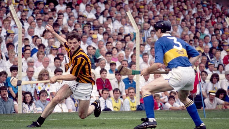 Liam Fennelly and Noel Sheehy in action during the game.