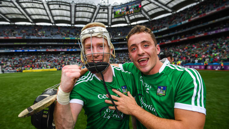 Cian Lynch and Pat Ryan celebrate at Croke Park.