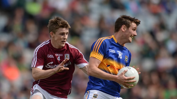Conor Sweeney and David Wynne in action at Croke Park.