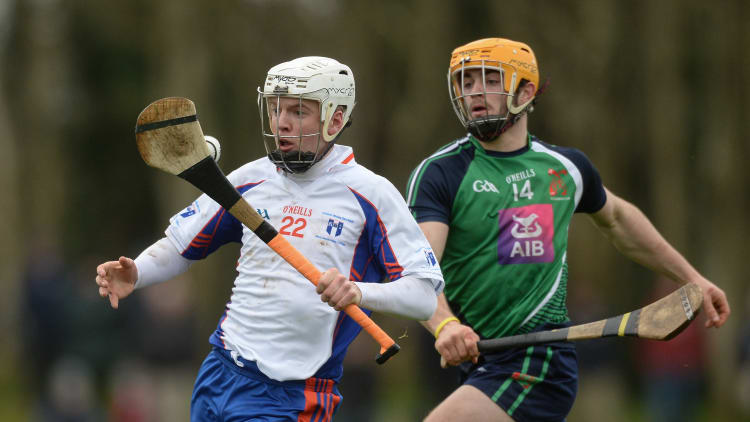 Luke Meade, Mary I, and Jason McCarthy, LIT, during the Independent.ie Fitzgibbon Cup Semi-Final.