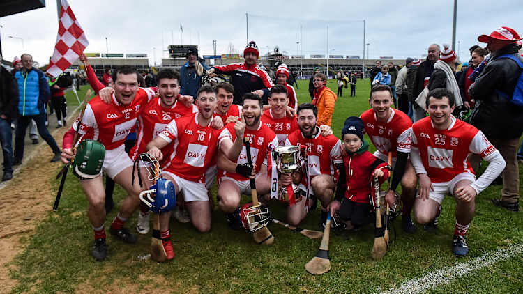 Cuala players celebrate another Leinster SHC win.