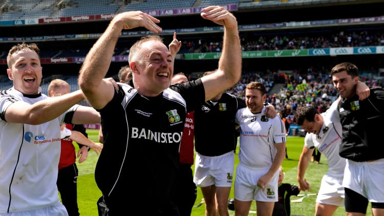 Warwickshire manager Tony Joyce celebrating at Croke Park.