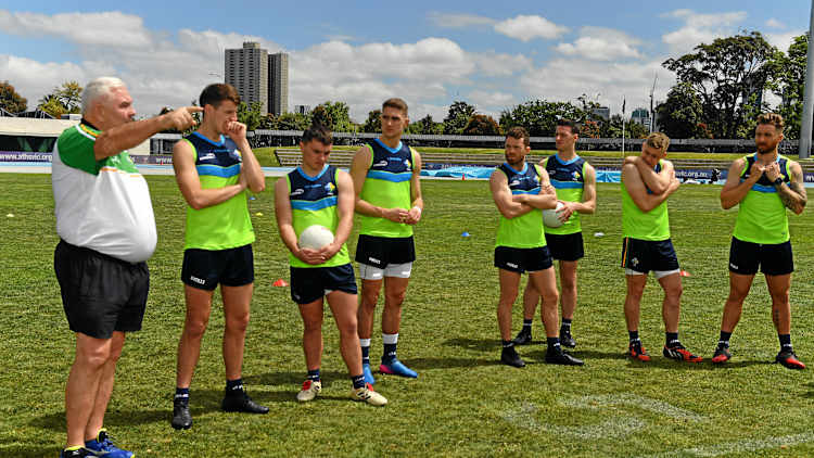 Ireland manager Joe Kernan talks to his panel ahead of the First Test this weekend.