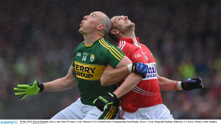 Kieran Donaghy agus Alan O Connor san ath imirt i 2015.