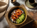 Teriyaki-Glazed Salmon Rice Bowls with Avocado and Cucumber