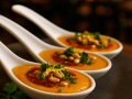 Spiced Carrot and Ginger Soup with Harissa