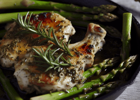 Herb-Roasted Chicken Chops with Asparagus