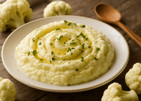 Velvety French Mashed Cauliflower with Parmesan & Garlic