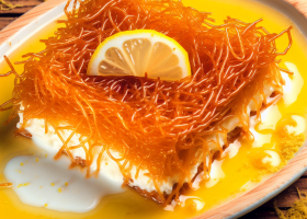Golden Kataifi Pastry with Sweet Anthotyro Layers