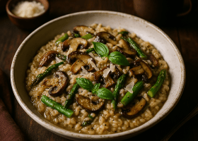 Mushroom and Asparagus Risotto