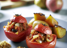 Stuffed Tomatoes with Quince Potatoes