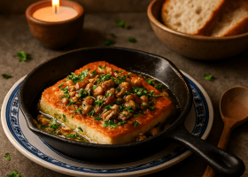 Greek Saganaki with Walnut-Honey Vinaigrette