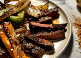Cola-Glazed Skirt Steak with Charred Vegetables