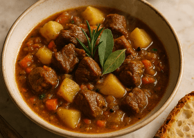 Spezzatino di Manzo Lombardo — Italian Beef Stew with Rosemary, Sage & Potatoes