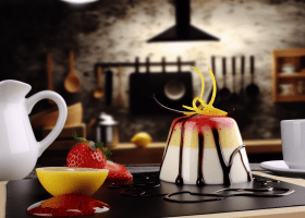 Lemon Panna Cotta with Strawberry Syrup