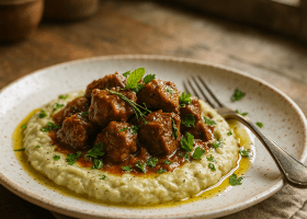 Politiko Hünkâr Beğendi – Ottoman Lamb Stew with Creamy Eggplant Purée