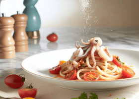 Linguine con Calamari e Pomodorini