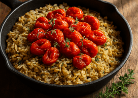 Polítiko Piláfi with Slow-Roasted Cherry Tomatoes