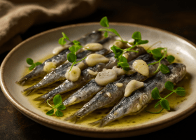Marinated Anchovies with Garlic and Olive Oil