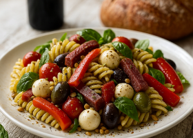 Tuscan-Style Italian Pasta Salad with Salami, Bocconcini & Olives