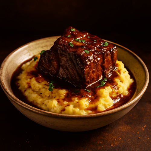 Image for Braised Balsamic Short Ribs with Garlic Mashed Potatoes