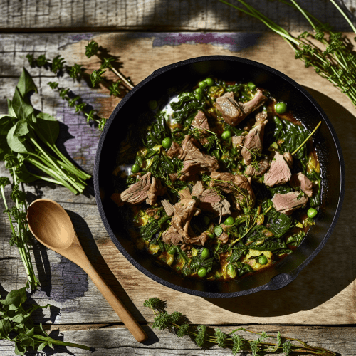 Image for Herb-Infused Lamb Fricassée with Greens