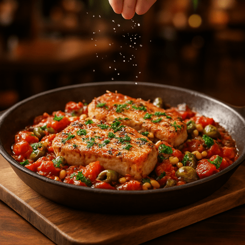 Image for Sicilian Braised Swordfish with Tomatoes and Olives (Agghiotta di Pesce Spada)