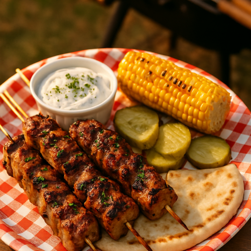 Image for Ouzo-Marinated Pork Souvlaki with Fresh Mint
