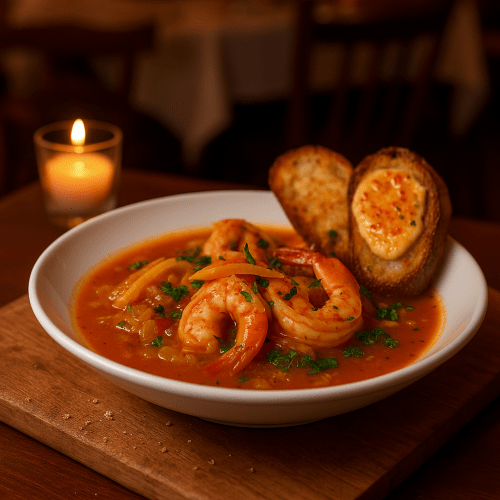 Image for Provencal Shrimp Stew with Rouille and Baguette
